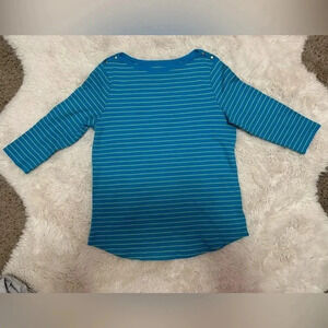 Studio Works Petite black and green striped 3/4 sleeves top size small